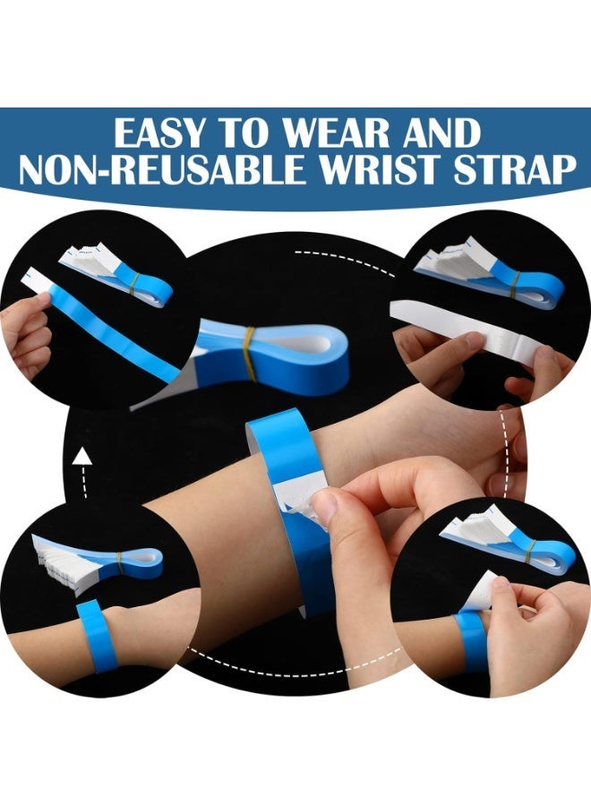 600 Packs Paper Wristbands for Events - Neon, Colored, Waterproof Club Arm Bands - Lightweight Identification for Concert, Bar Entrance Admission (Blue) - Image 3